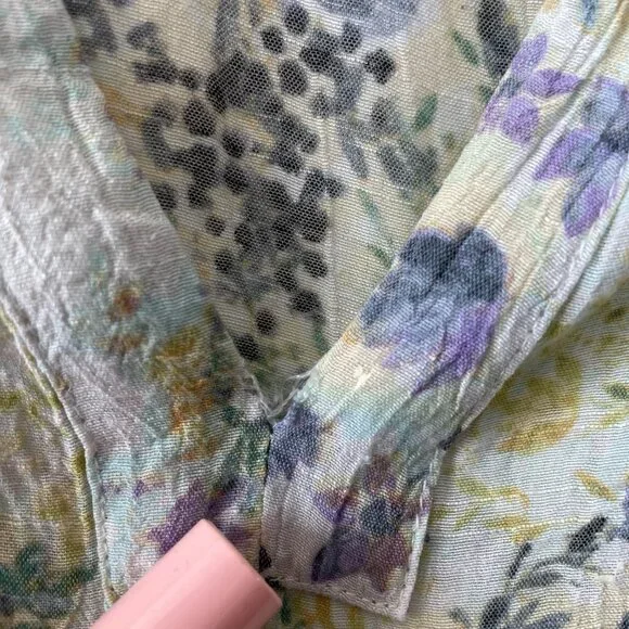 Zac & Rachel Womens Ivory Ruffle Trim Floral Print Preppy Blouse Top Size 3X - Picture 8 of 9